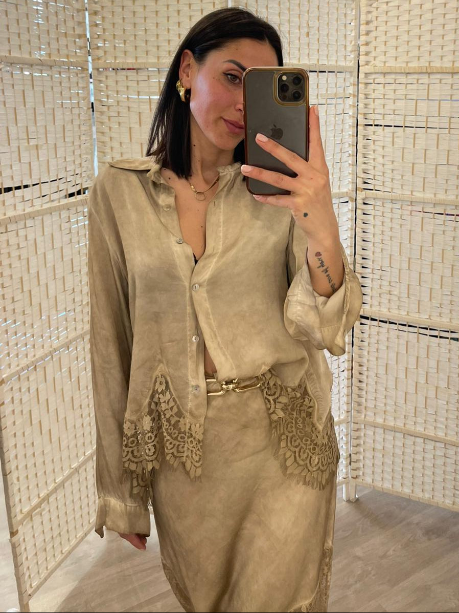 Camicia viscosa sabbia