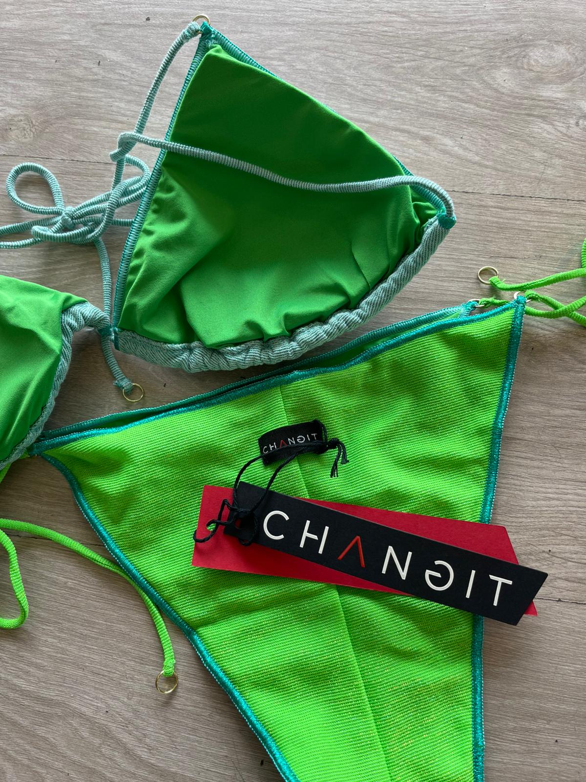 Costume triangolo verde brillantinato