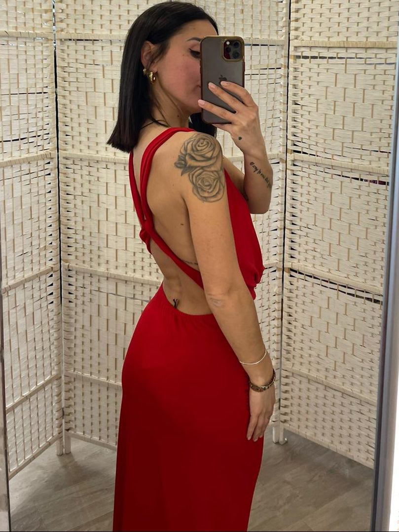 Abito scollo profondo rosso Vicolo