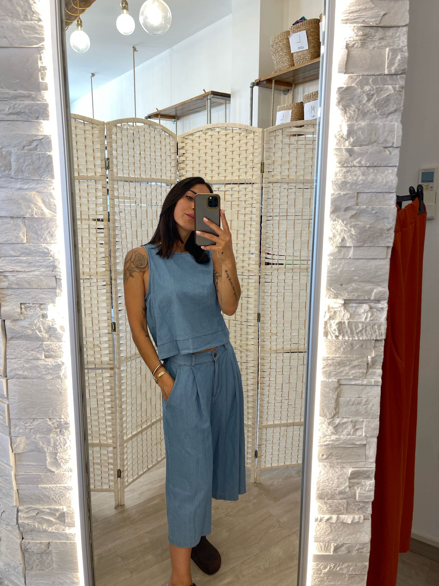 Bermuda in chambray celeste Kikisix