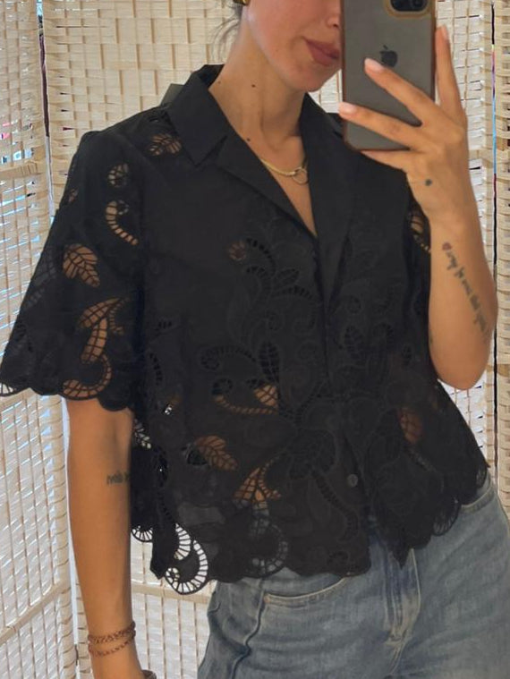 Camicia pizzo nero Glamorous