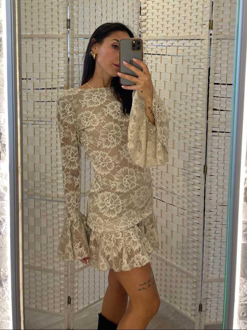 Abito corto pizzo bianco Moquette