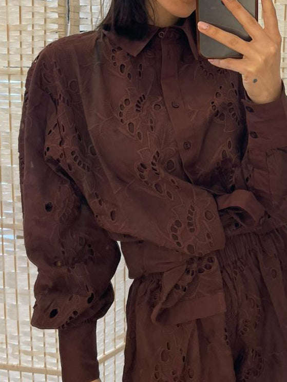 Camicia sangallo chocolate Glamorous