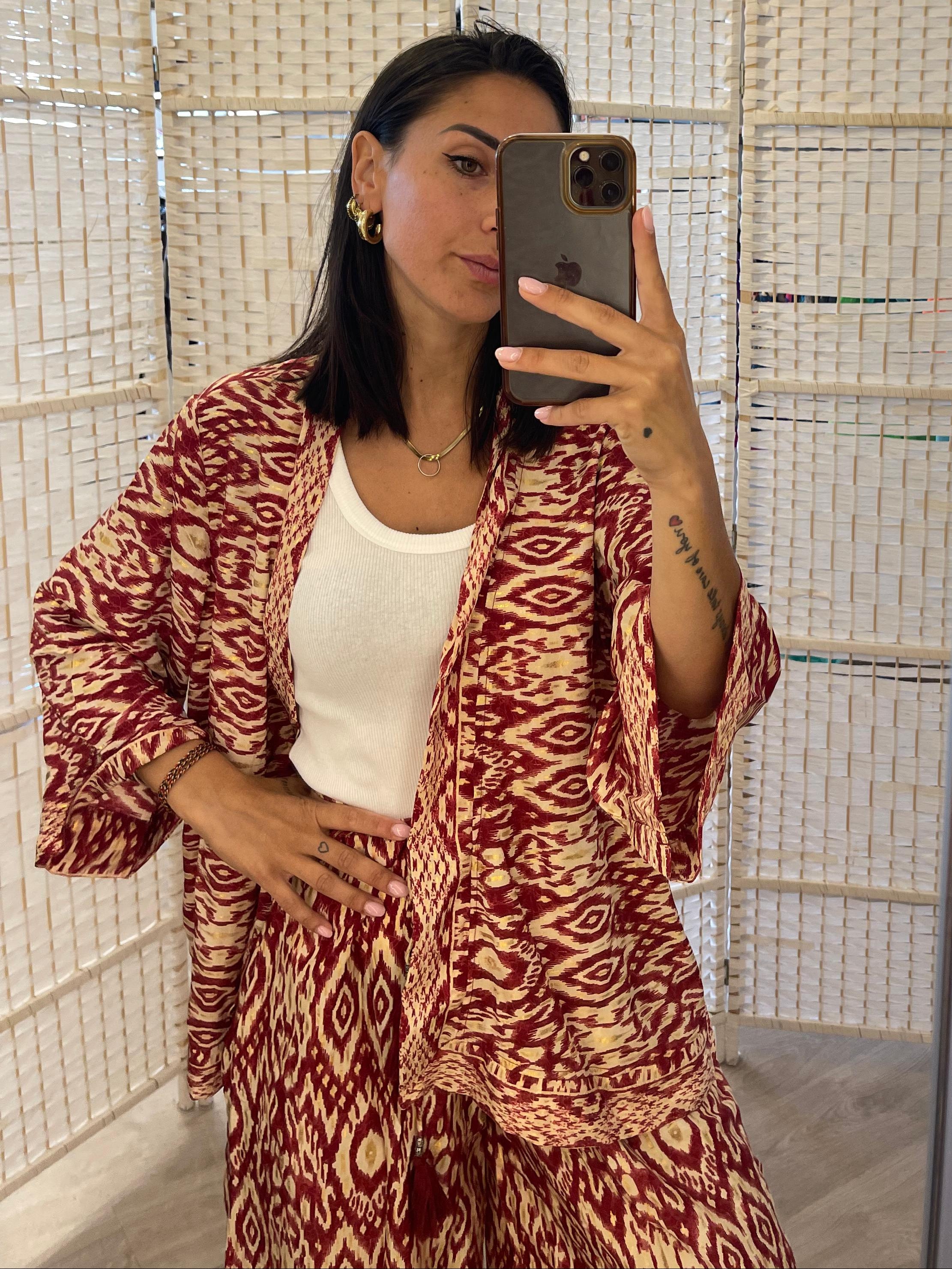 Completo kimono + pantalone fantasia