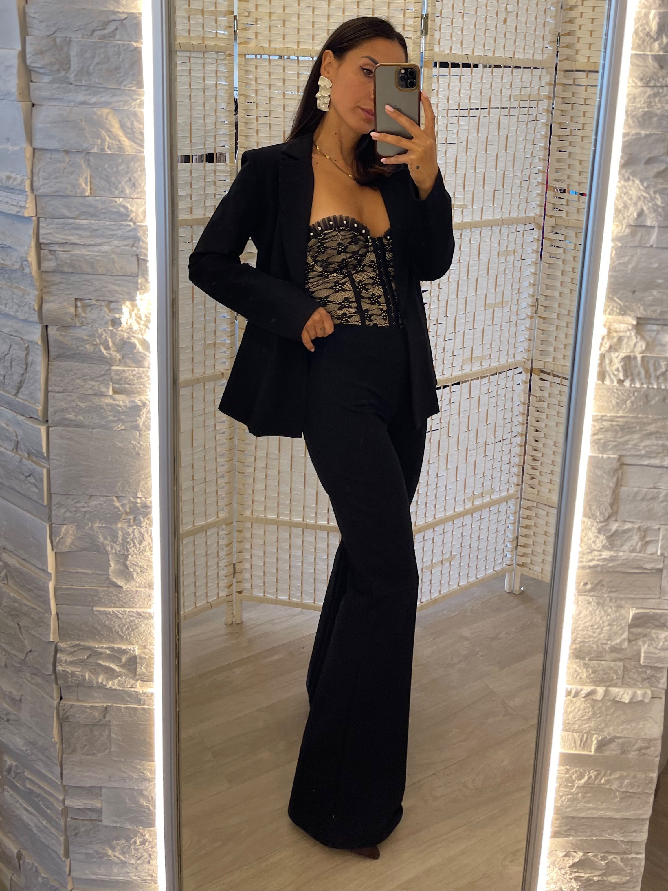 Pantalone punto milano nero Indomina