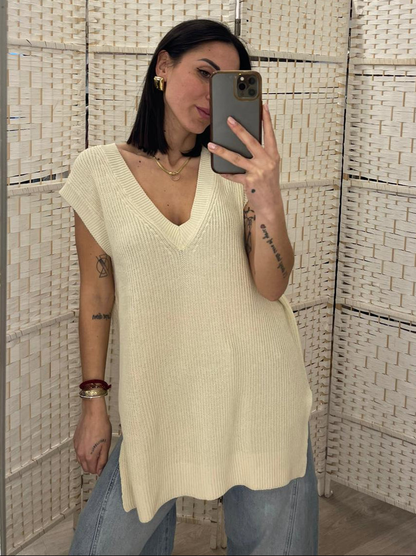 Gilet ecrù Kontatto