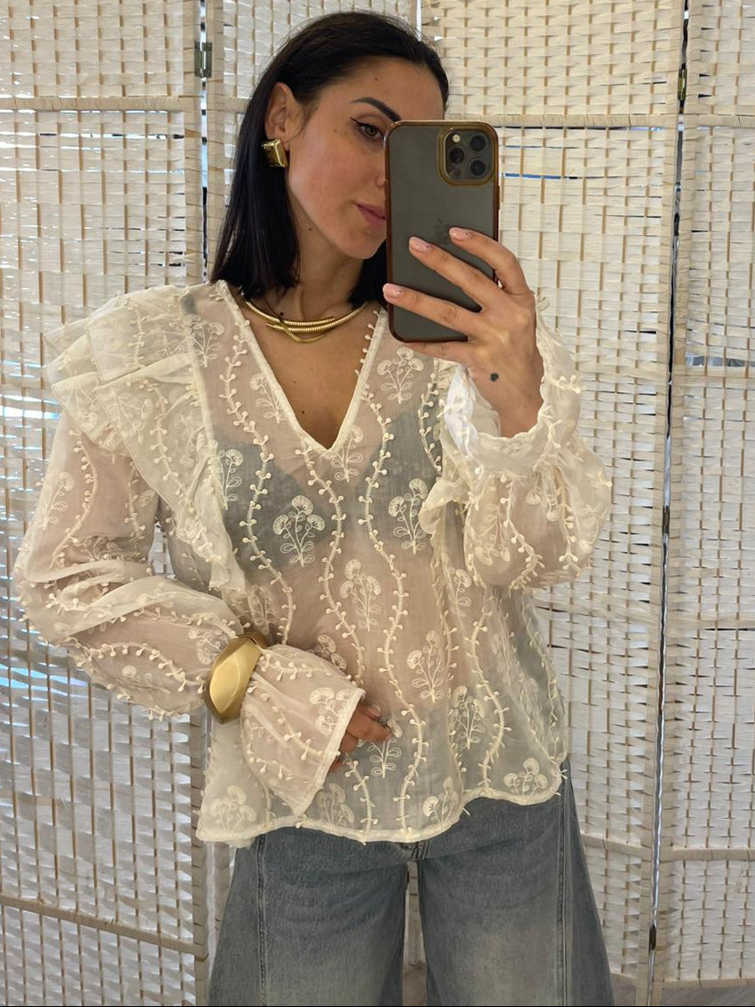 Blusa ricami burro Kikisix