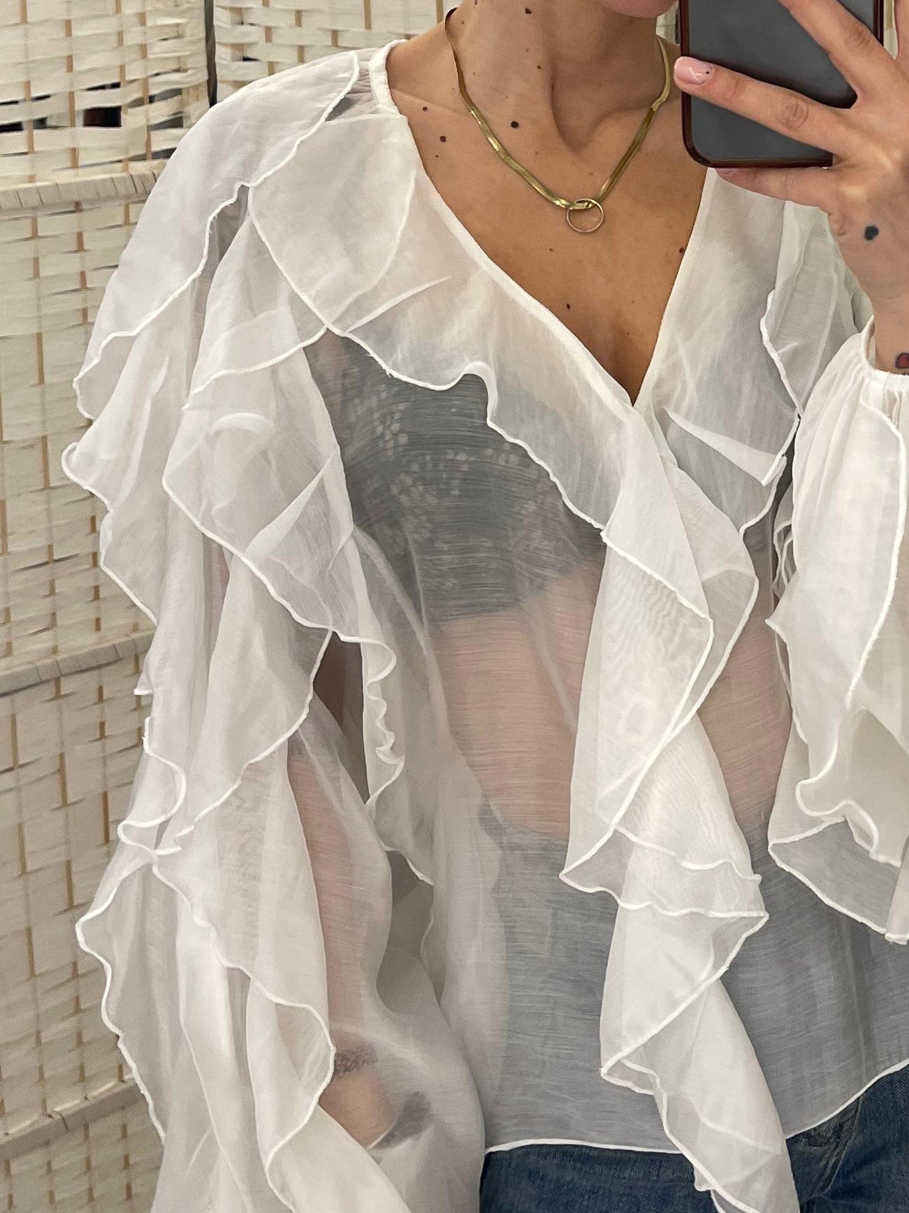 Blusa frappe bianca Kikisix