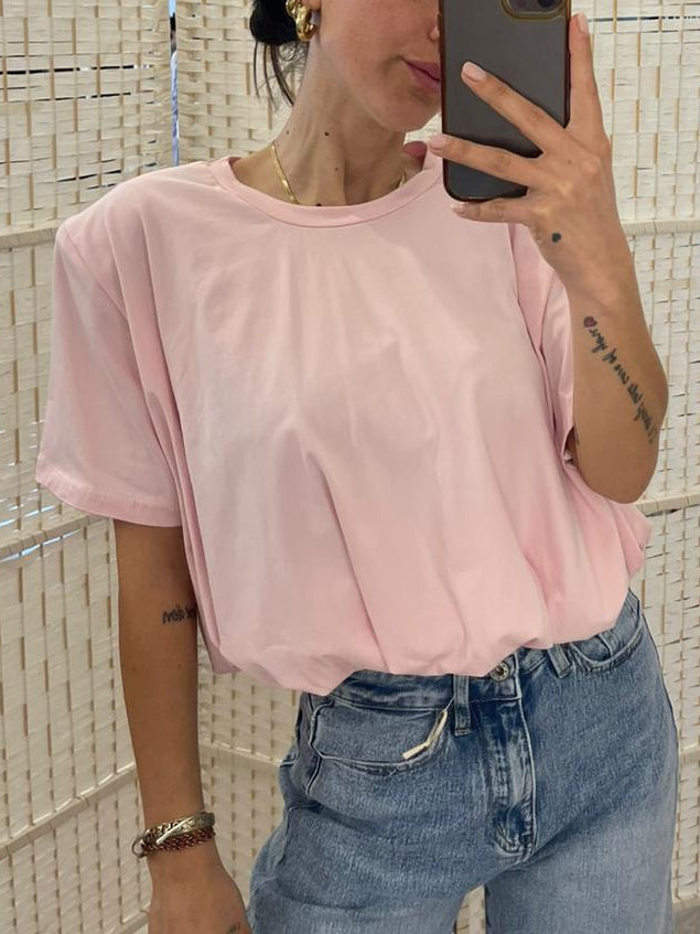 T-shirt con elastico bianca o rosa o nera