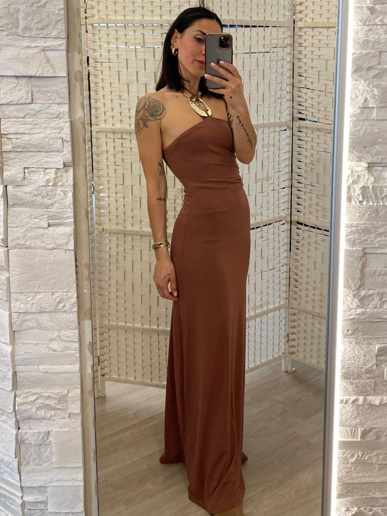 Abito marrone con dettaglio oro Glamorous