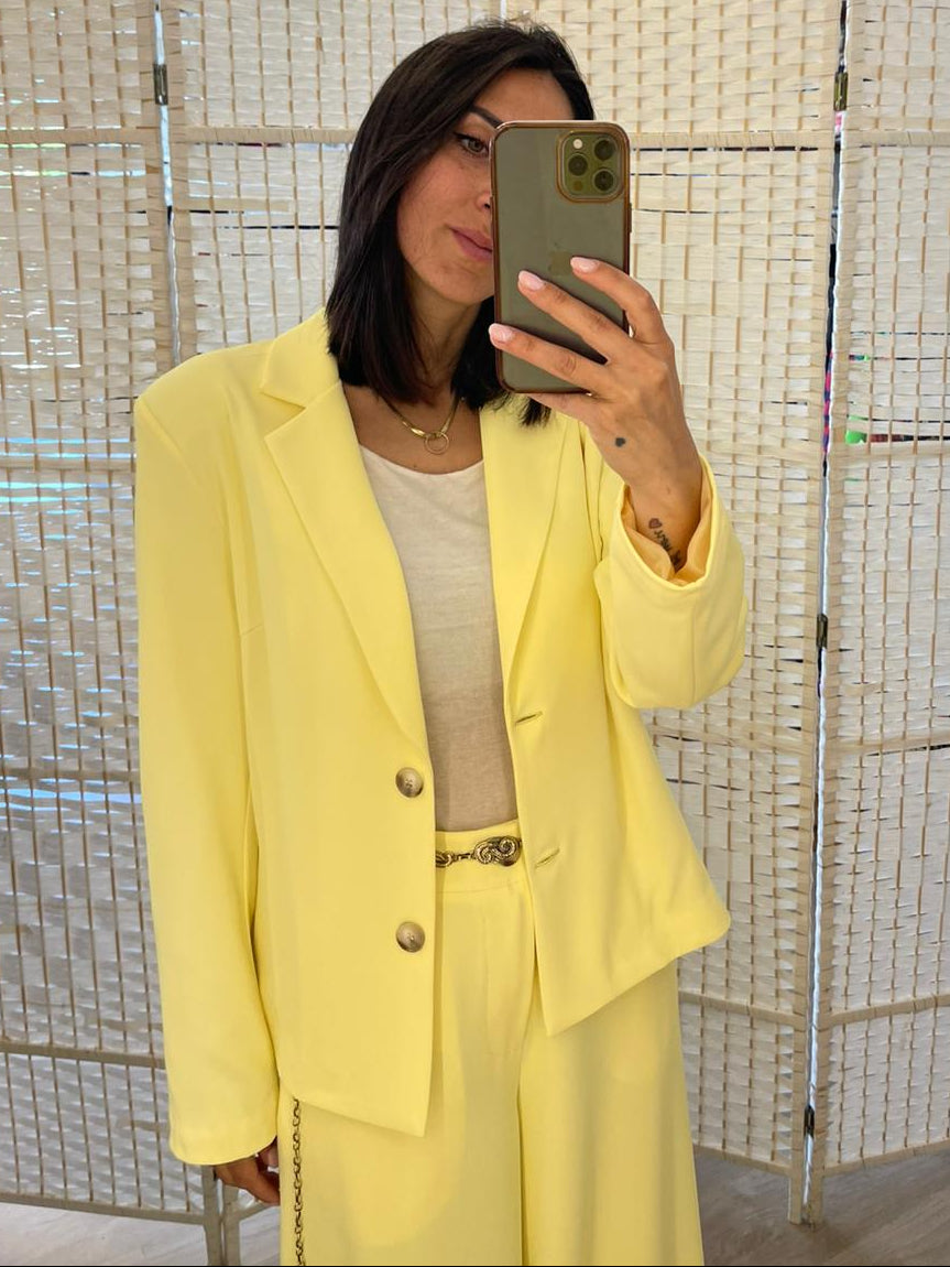 Completo giacca + pantalone giallo e azzurro Kikisix