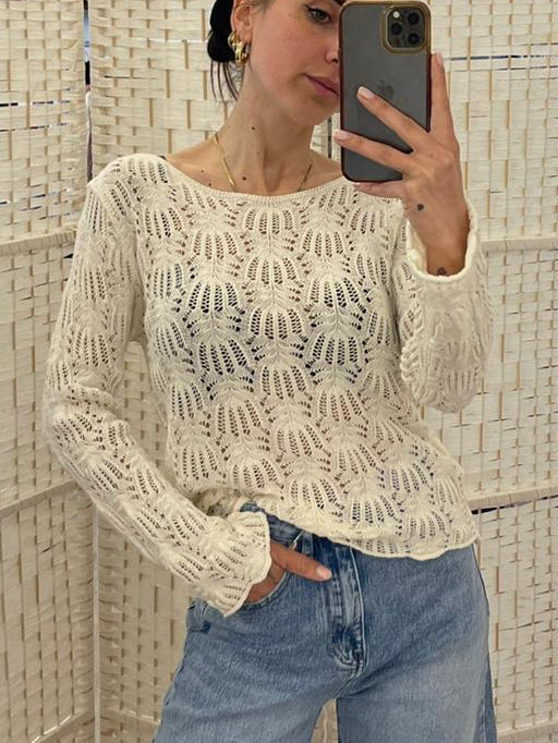 Maglia traforata marrone o burro