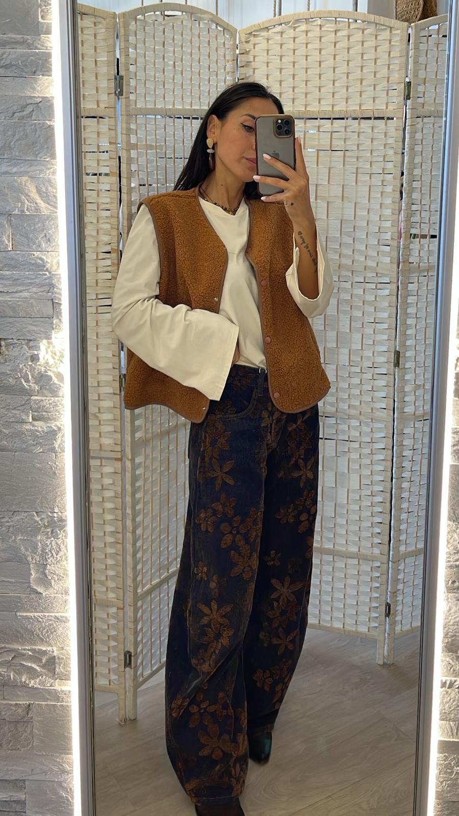 Gilet bouclè marrone