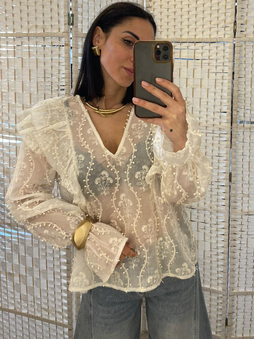 Blusa ricami burro Kikisix