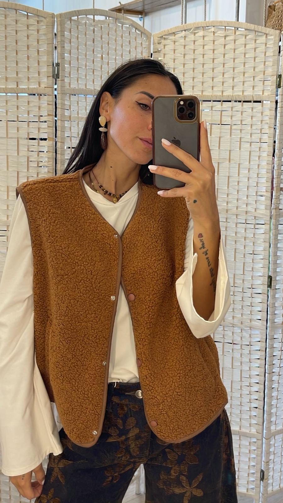 Gilet bouclè marrone