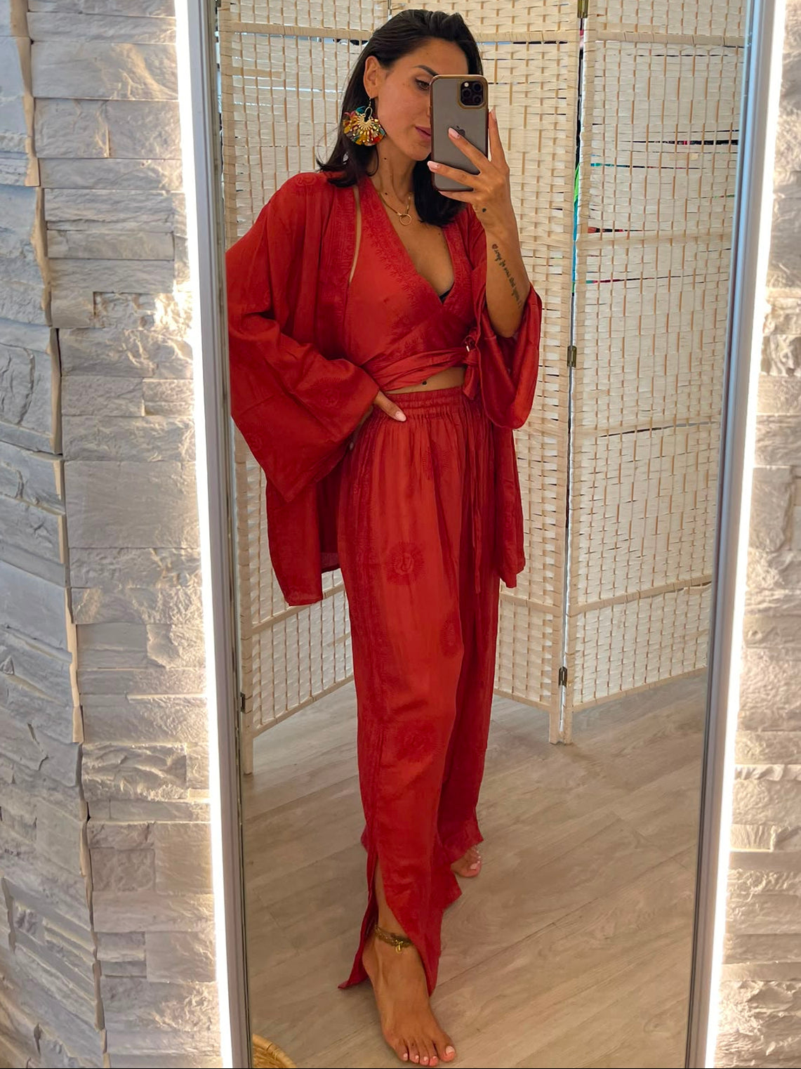 Completo top + pantalone + kimono