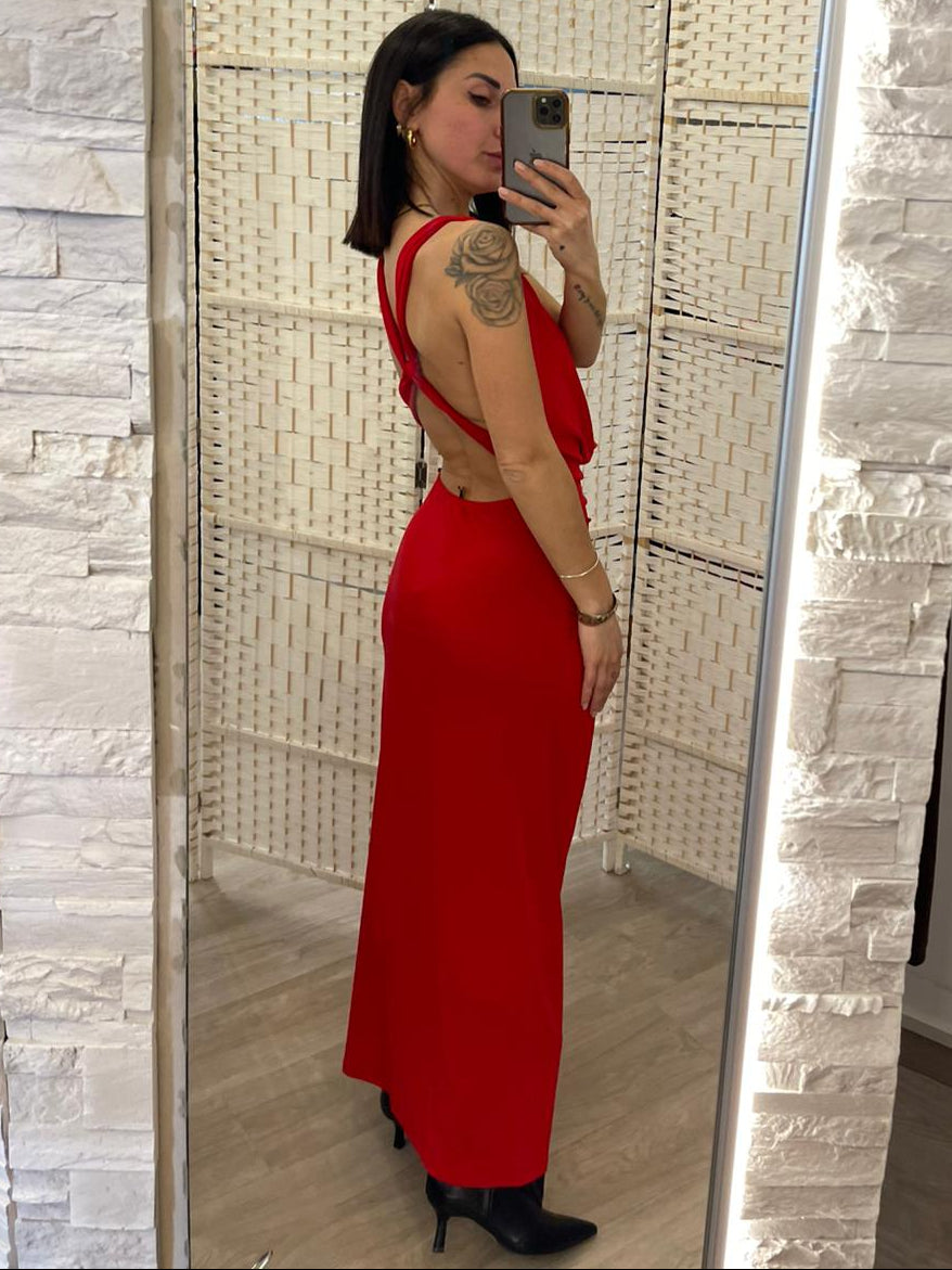 Abito scollo profondo rosso Vicolo