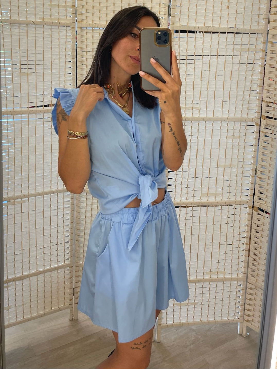 Shorts popeline Kikisix - celeste/sabbia/moro