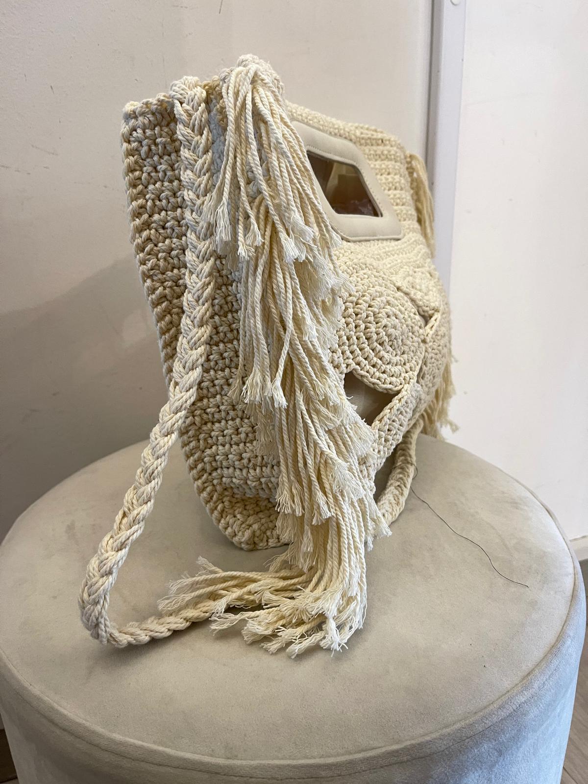 Borsa crochet con frange burro Namastè