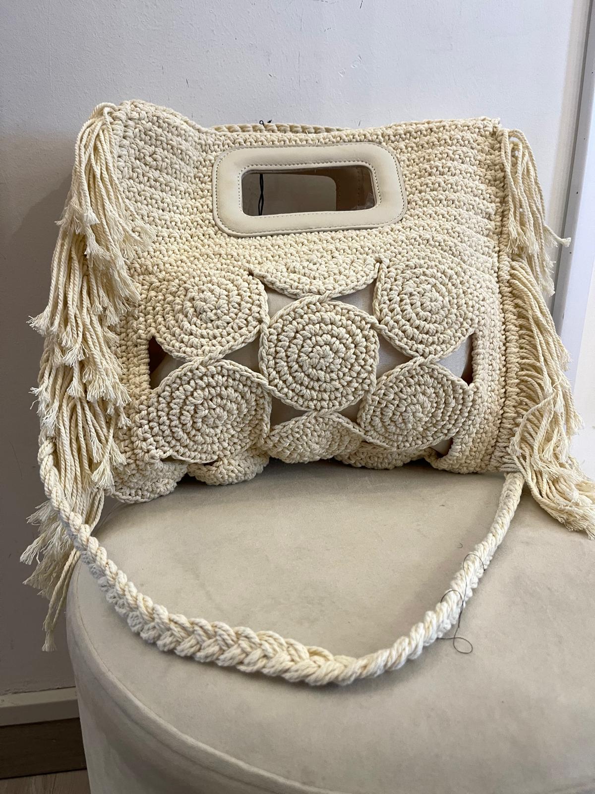 Borsa crochet con frange burro Namastè