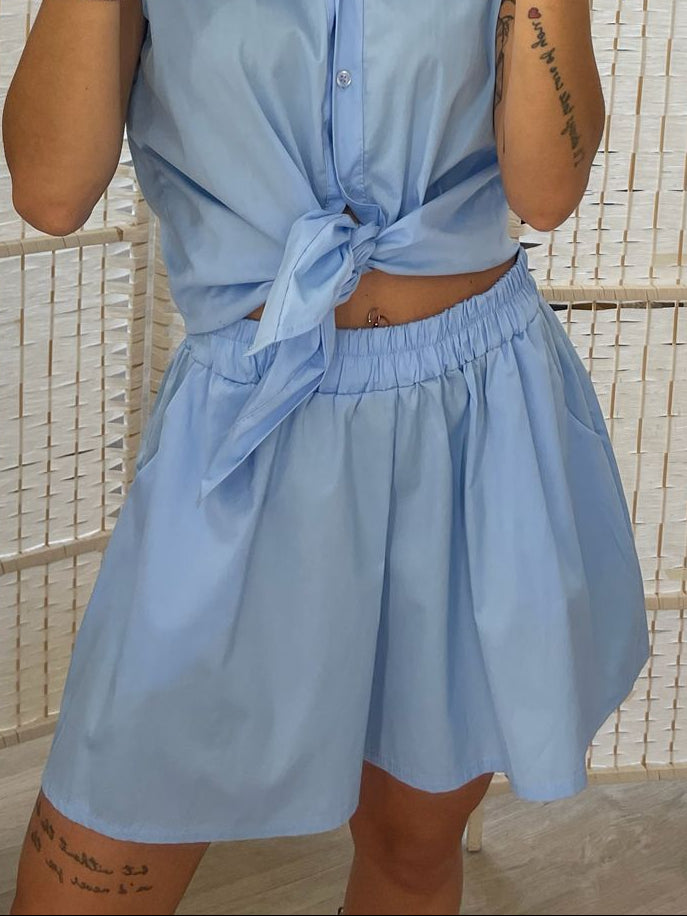 Shorts popeline Kikisix - celeste/sabbia/moro