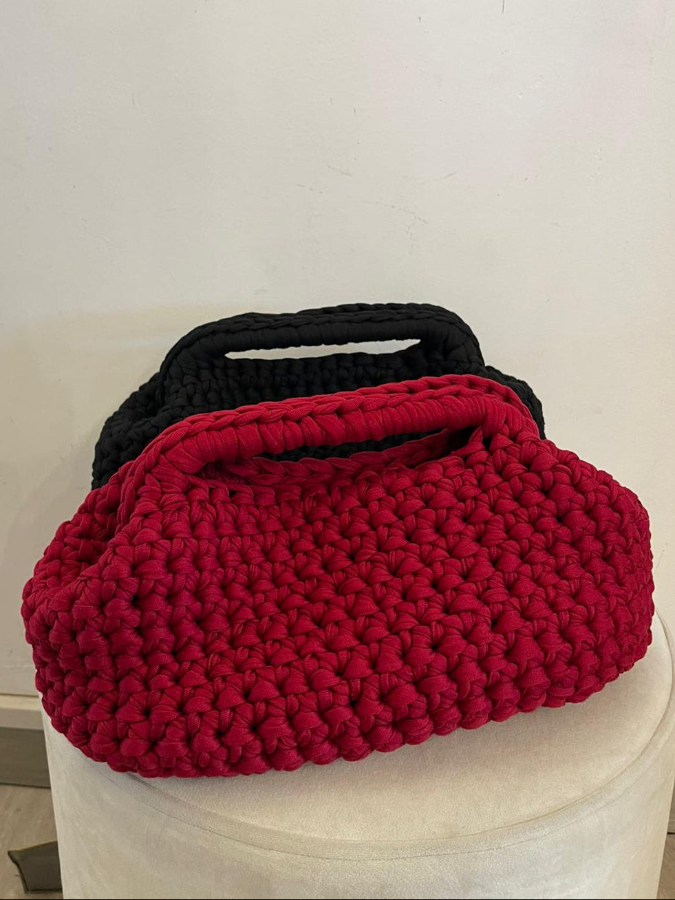 Borsa clutch crochet  rossa o nera