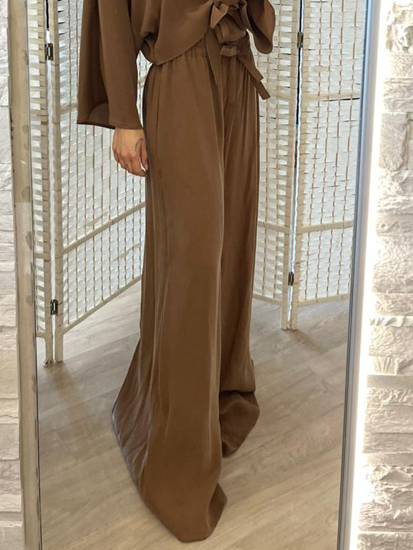 Pantalone viscosa Susy mix Bordeaux/sabbia