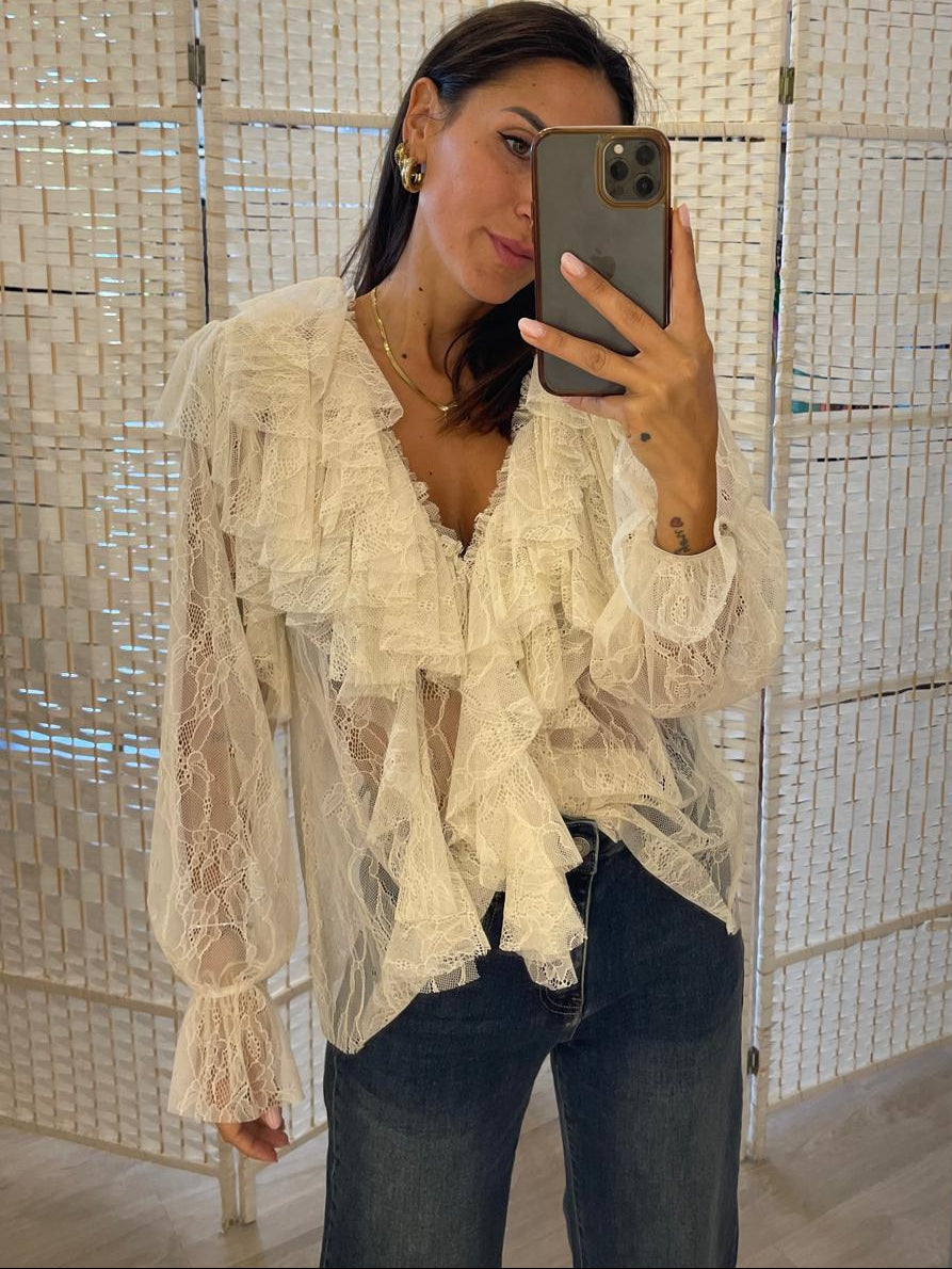 Blusa velata rouches panna Indomina