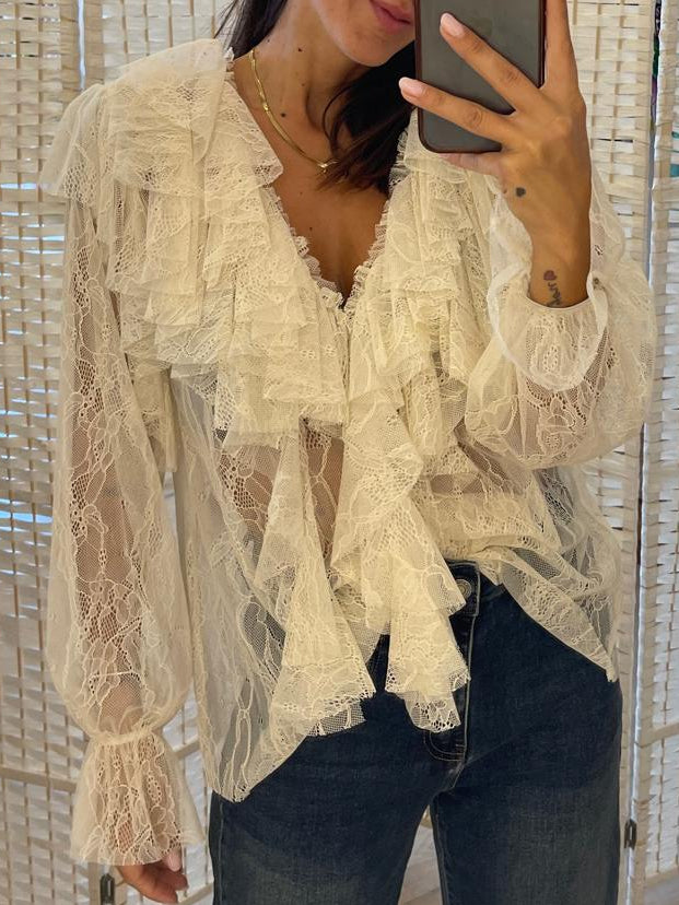 Blusa velata rouches panna Indomina