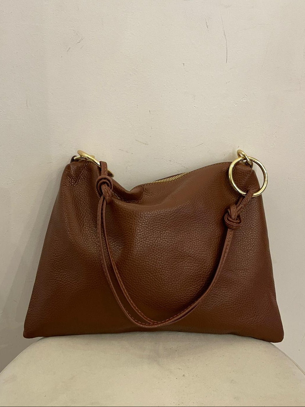 Borsa pelle marrone - sabbia - nera