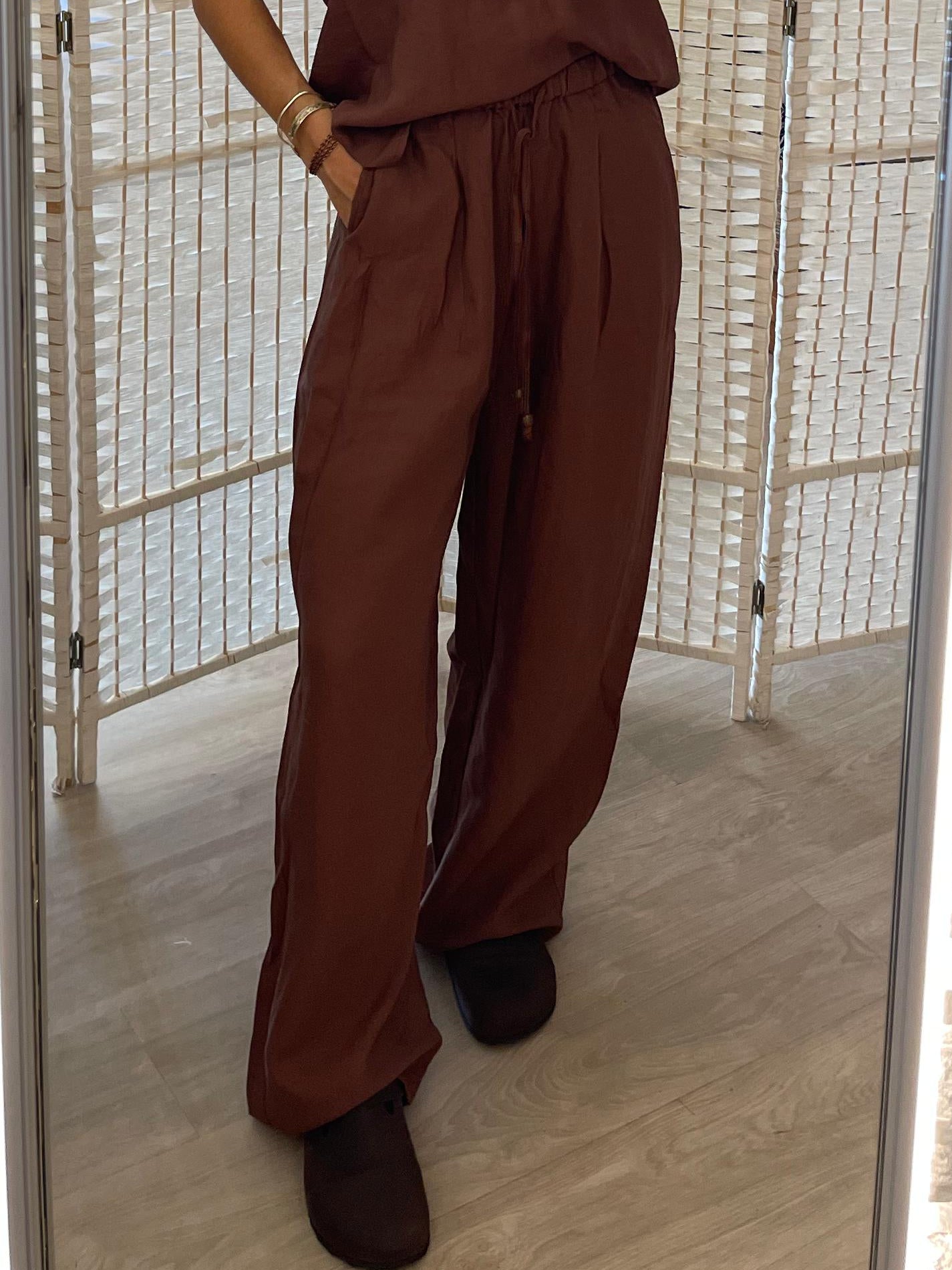Pantalone lino ArtLove cioccolato
