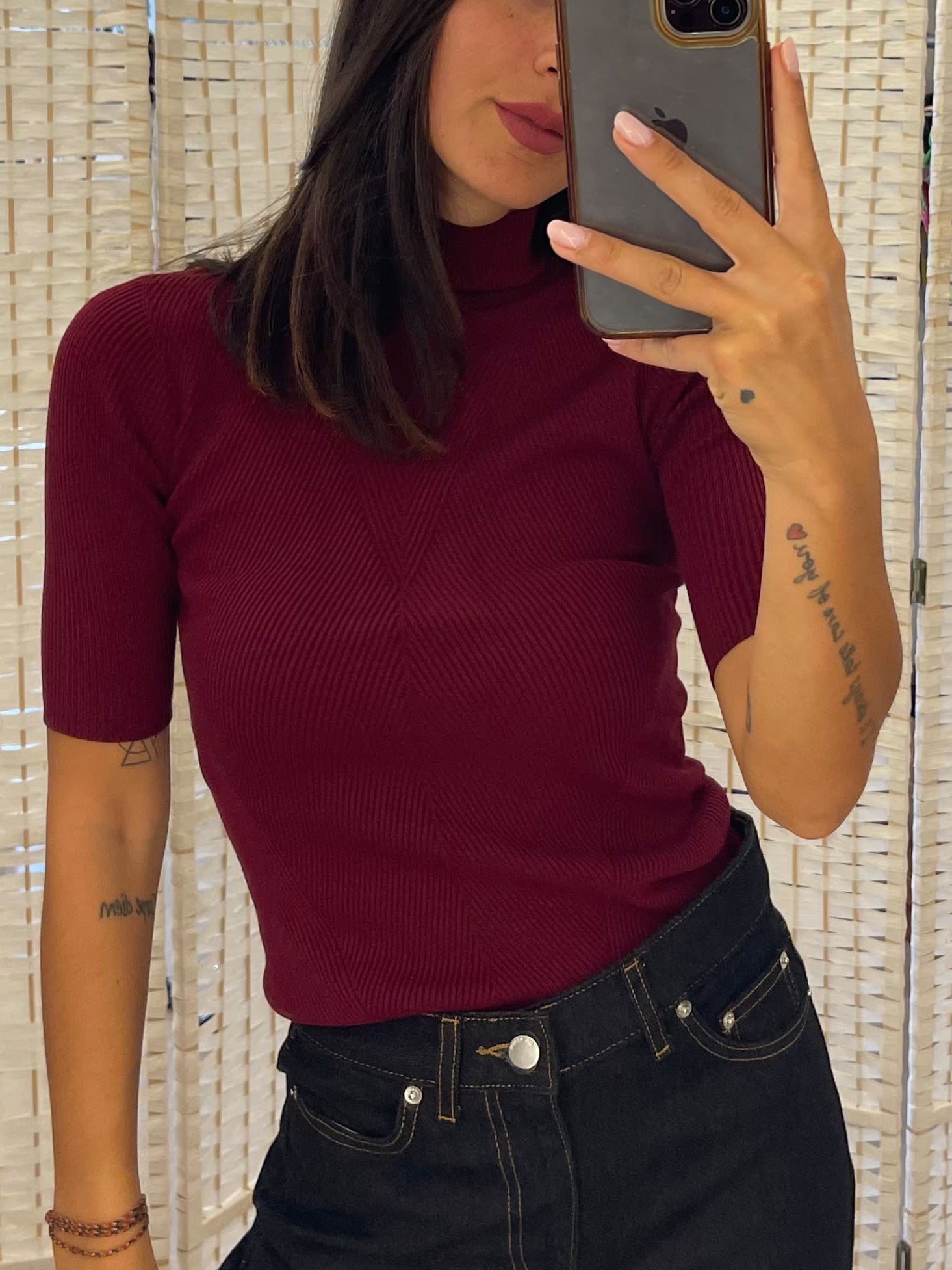 Maglia costine Kontatto bordeaux o bianca o nera o moro
