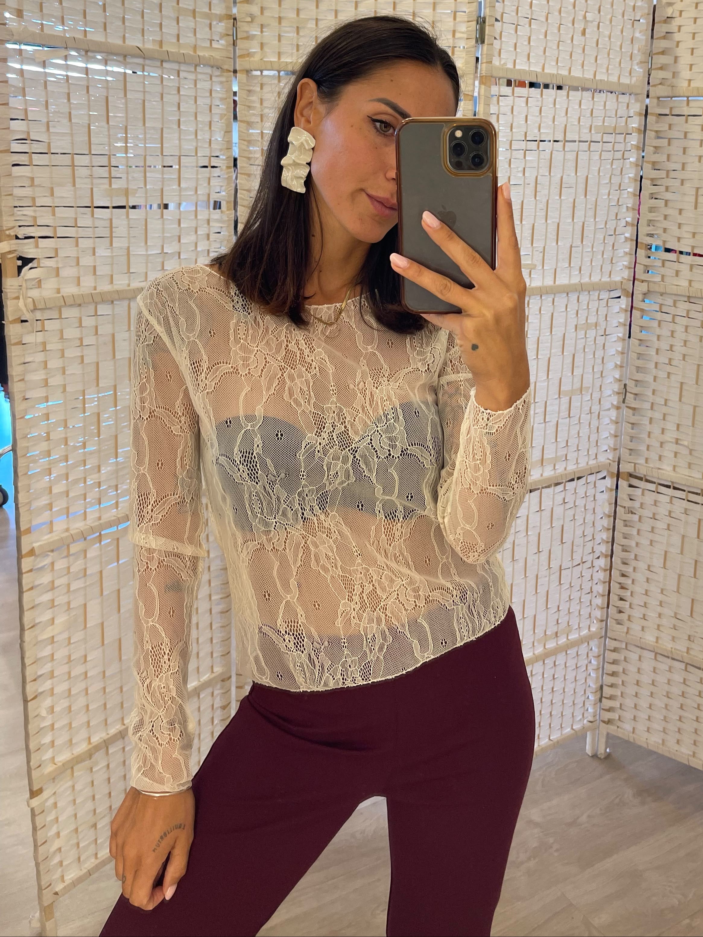 T-shirt pizzo burro Indomina