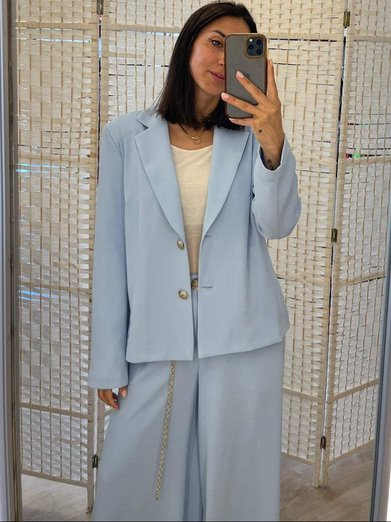 Completo giacca + pantalone giallo e azzurro Kikisix