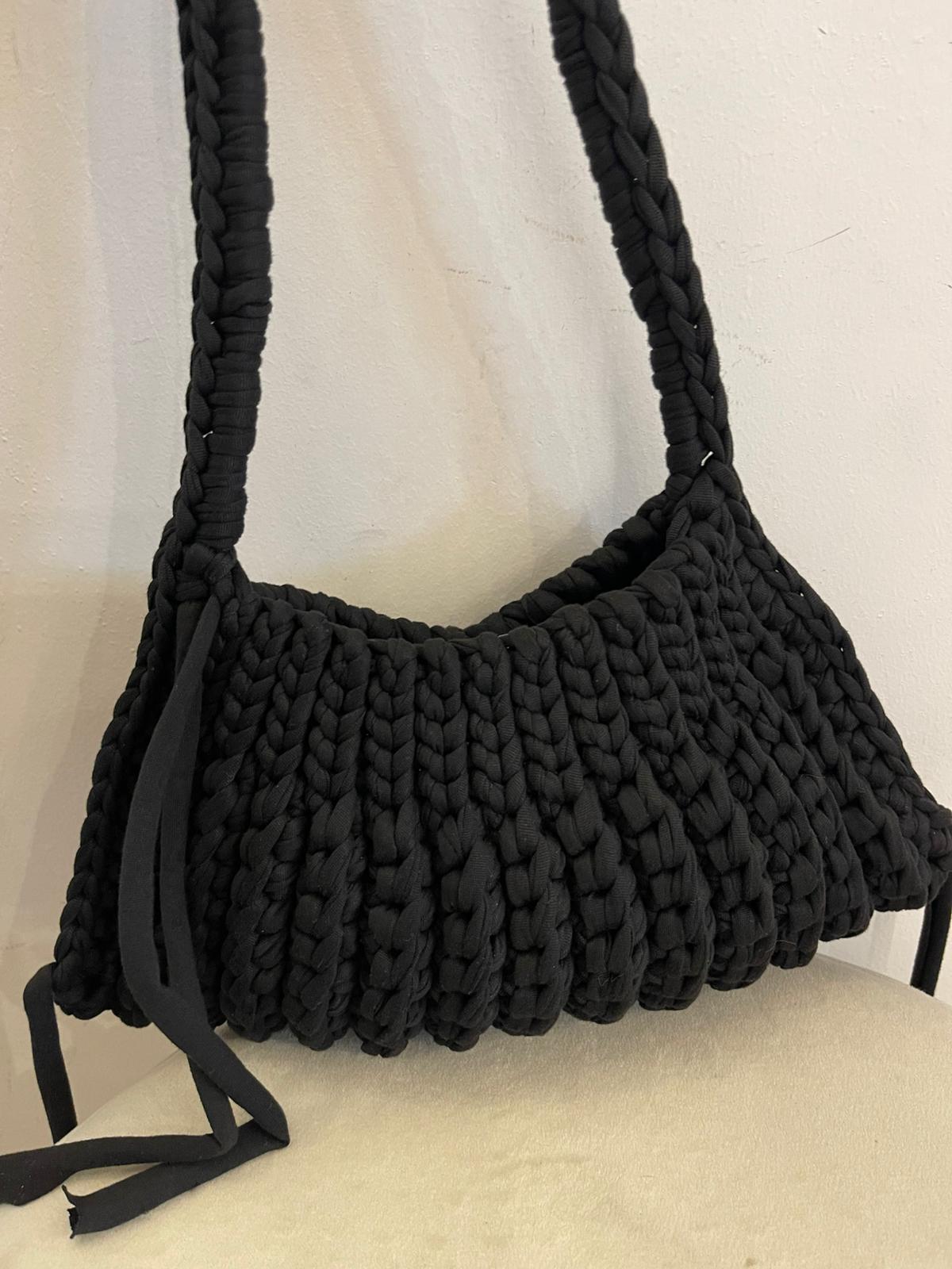 Borsa tracolla crochet nera