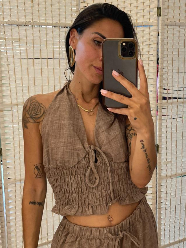 Top misto lino Glamorous