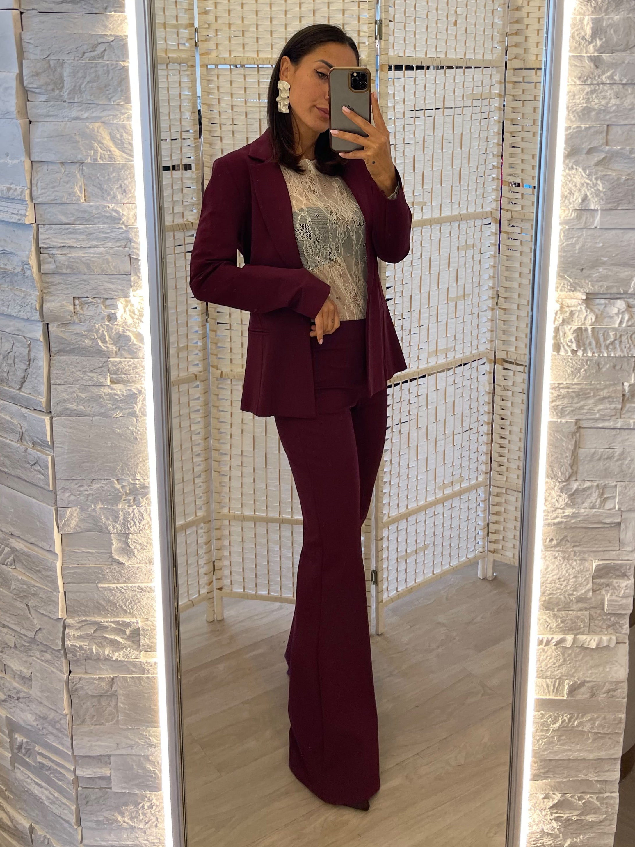 Pantalone punto milano bordeaux Indomina