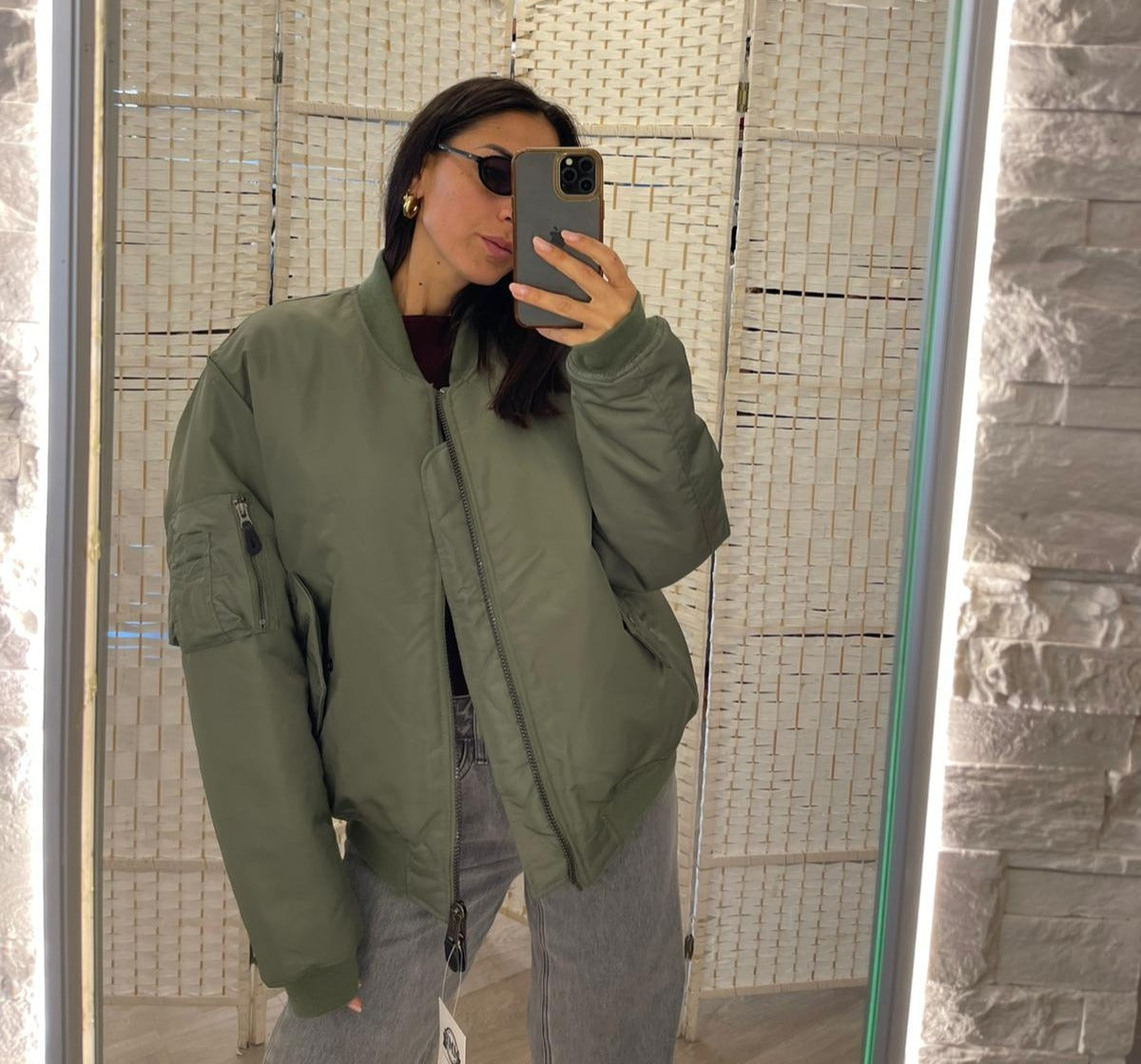 Bomber verde unisex uomo donna linea vintage