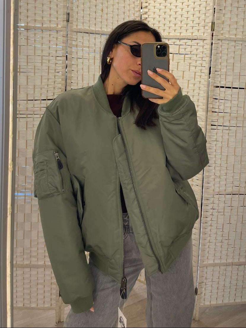 Bomber verde unisex uomo donna linea vintage