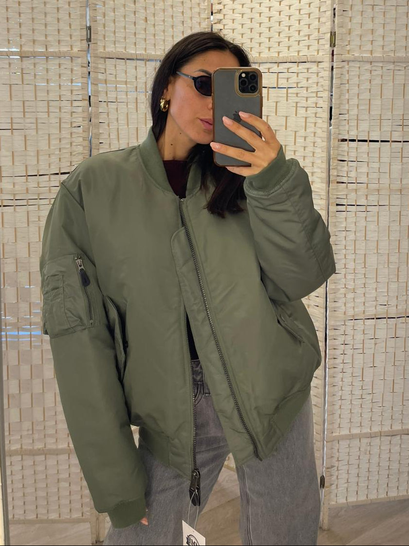 Bomber verde unisex uomo donna linea vintage