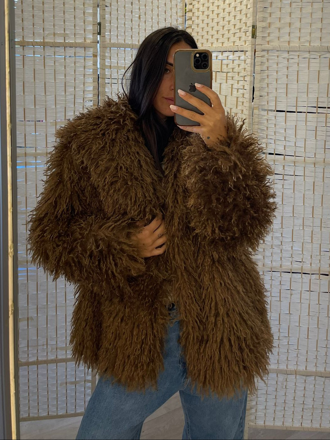 Pelliccia ecologica marrone Le Voliere