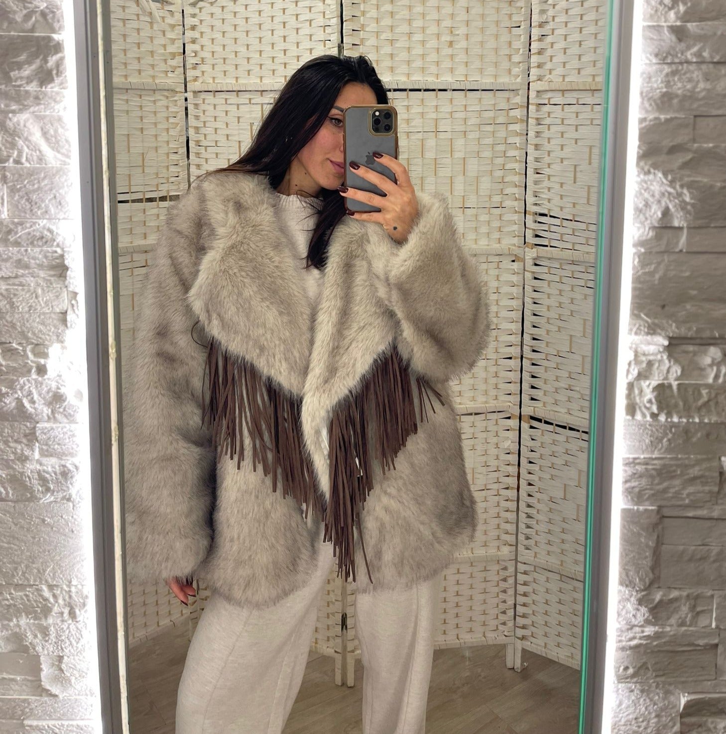 Pelliccia Le Voliere Frange removibili