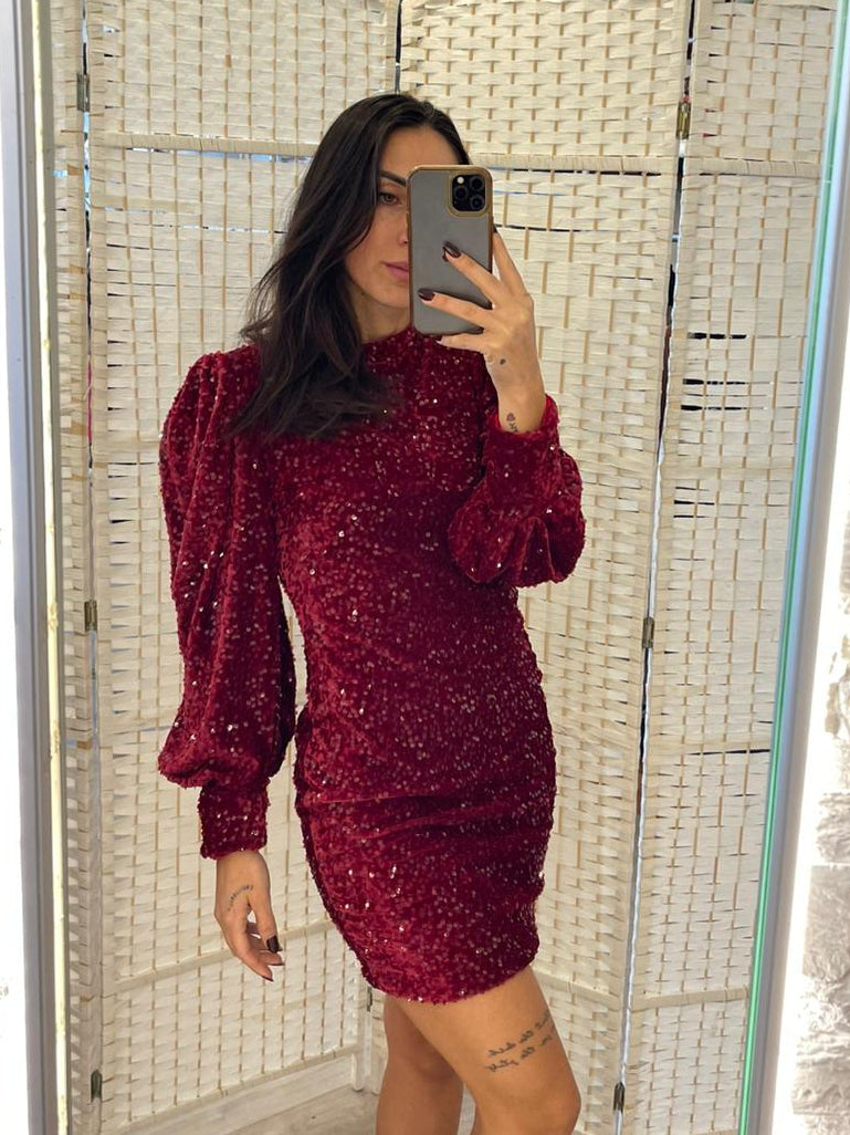 Abito paillettes rosso
