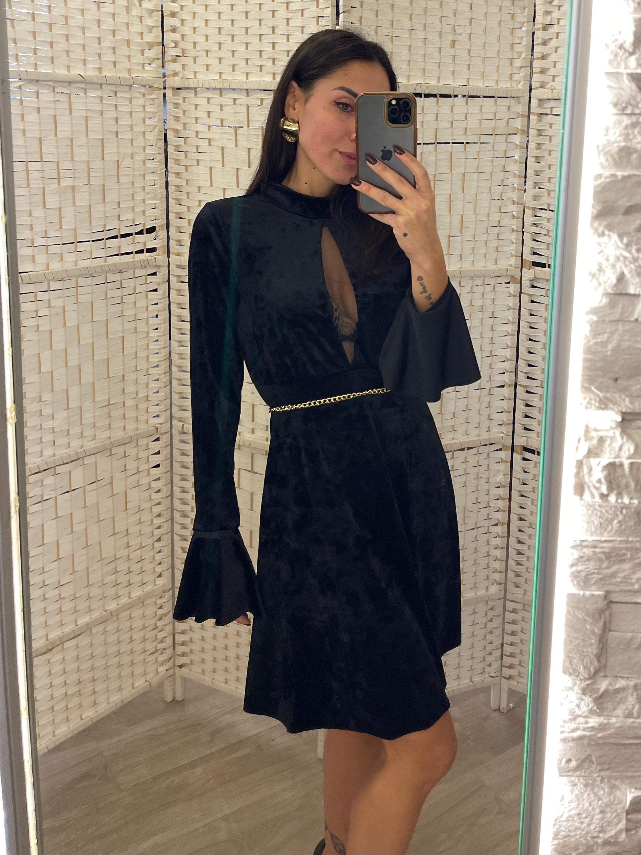 Abito corto velluto nero D'L