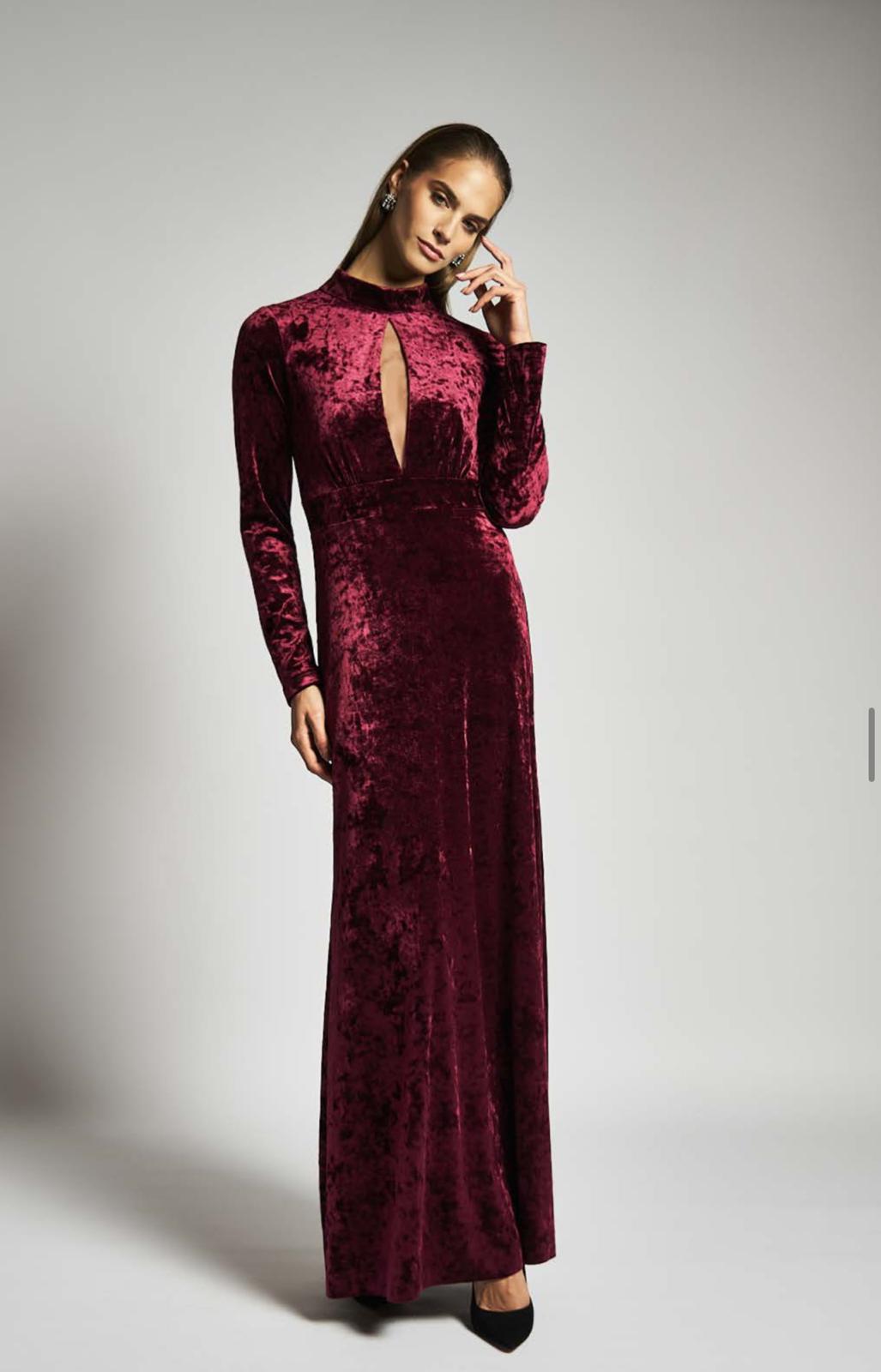 Abito lungo velluto bordeaux D'L