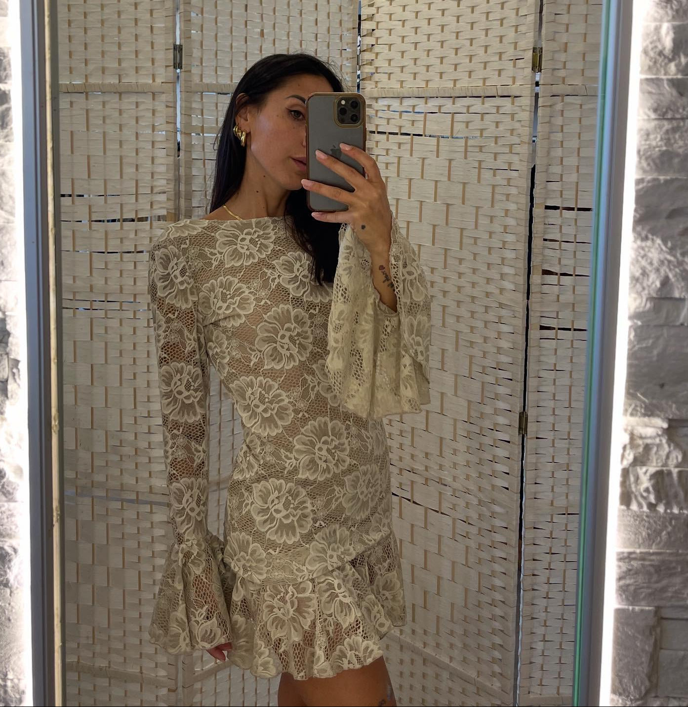 Abito corto pizzo bianco Moquette