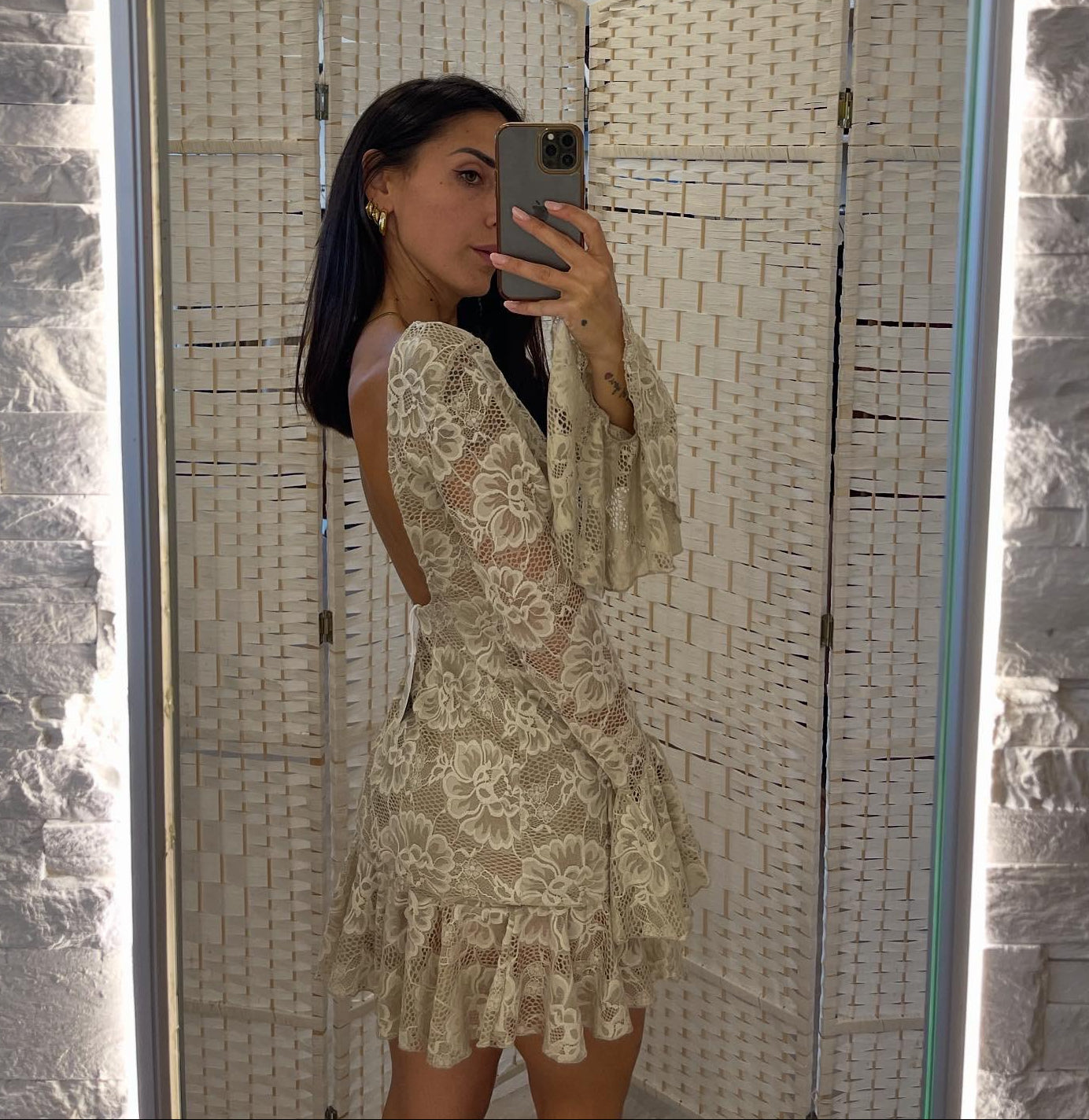 Abito corto pizzo bianco Moquette