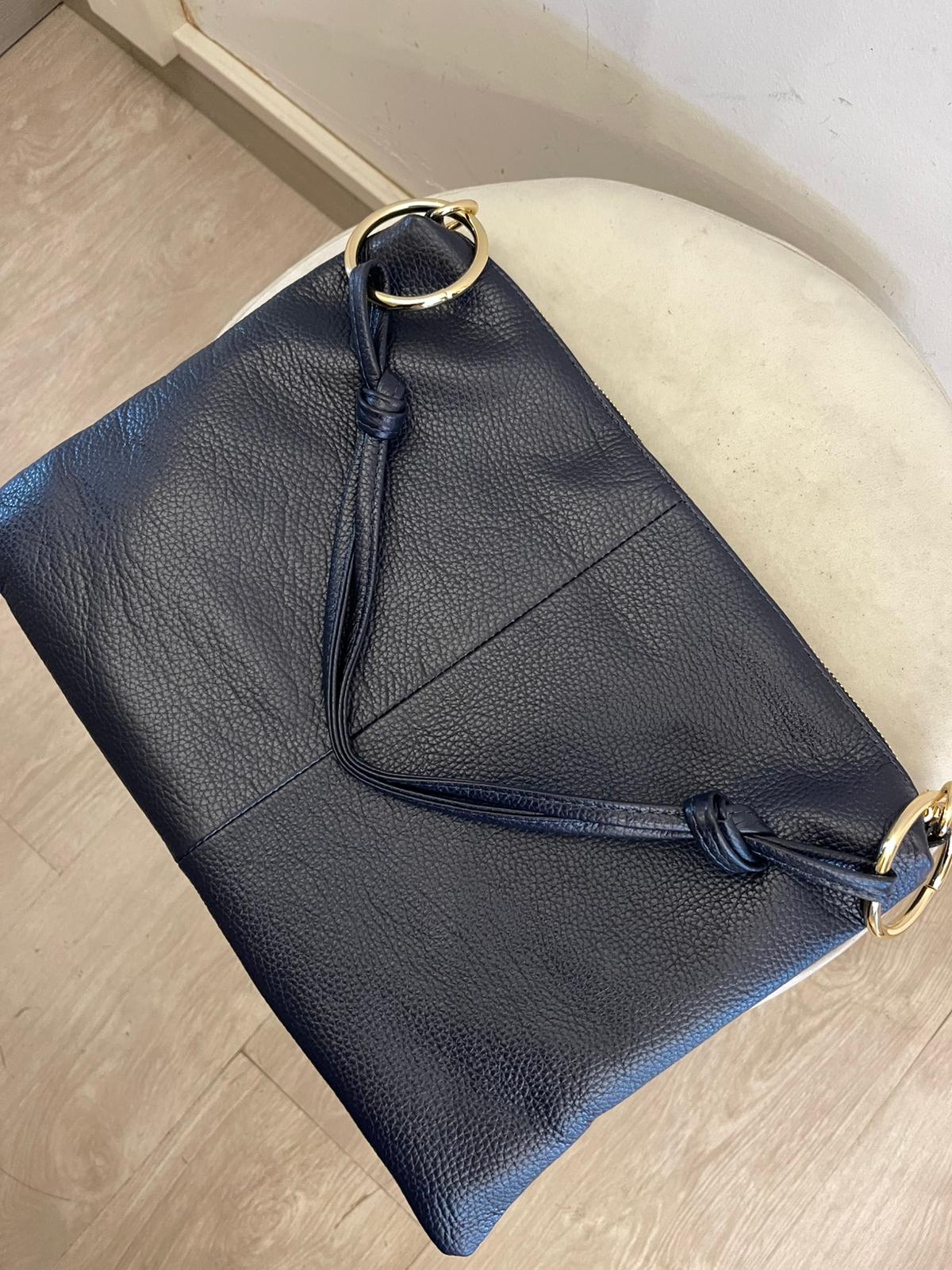 Borsa pelle marrone - sabbia - nera