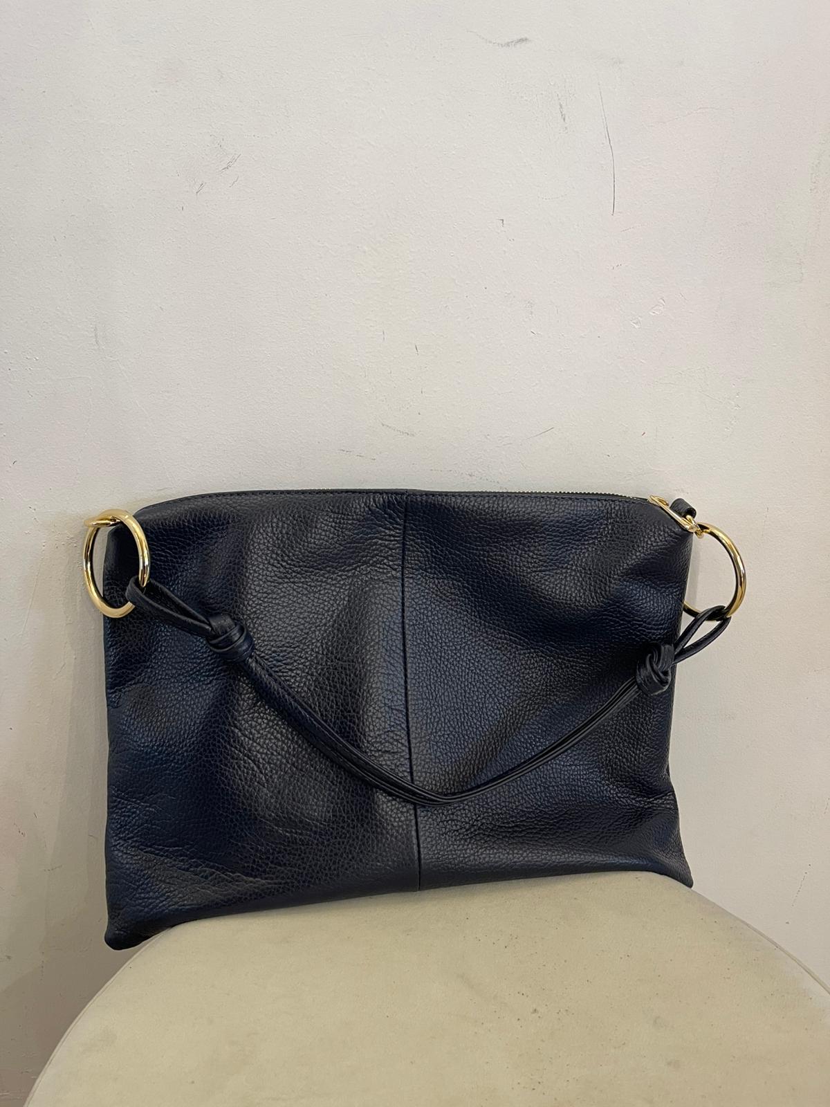 Borsa pelle marrone - sabbia - nera