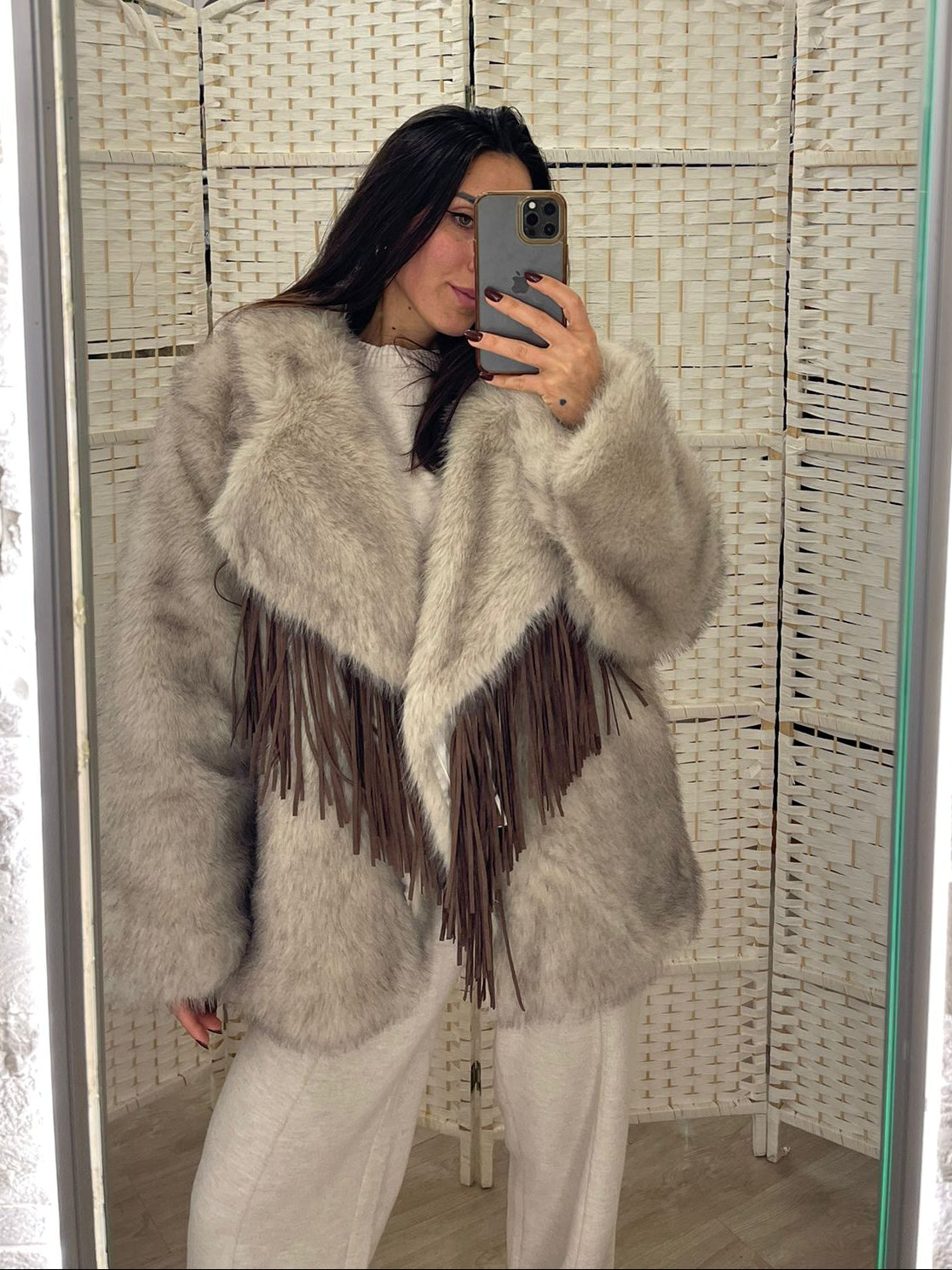 Pelliccia Le Voliere Frange removibili